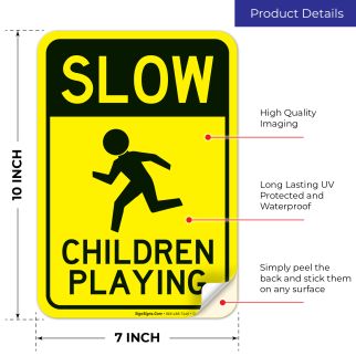 Go Slow Children Playing Sign, Board