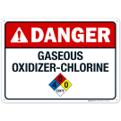 Danger Gaseous Oxidizer Chlorine Sign, Pool Sign