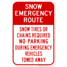 Snow Emergency Route No Parking Red Sign Snow Emergency Route No Parking Red Sign