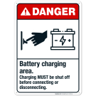Battery Charging Area Sign, ANSI Danger Sign Battery Charging Area Sign, ANSI Danger Sign