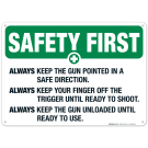 Always Keep The Gun Pointed In A Safe Direction Sign Always Keep The Gun Pointed In A Safe Direction Sign