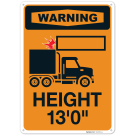 Height 13 Feet With Low Clearance Graphic OSHA Sign Height 13 Feet With Low Clearance Graphic OSHA Sign