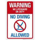 No Lifeguard On Duty No Diving Allowed Sign, Pool Sign No Lifeguard On Duty No Diving Allowed Sign, Pool Sign