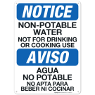 Nonpotable Water Not For Drinking Or Cooking Use Bilingual Sign Nonpotable Water Not For Drinking Or Cooking Use Bilingual Sign