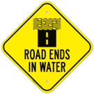 Road Ends In Water With Graphic Sign Road Ends In Water With Graphic Sign
