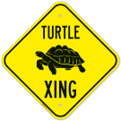 Turtle Crossing With Graphic Sign Turtle Crossing With Graphic Sign