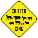 Critter Crossing With Multiple Animal Graphic Sign Critter Crossing With Multiple Animal Graphic Sign