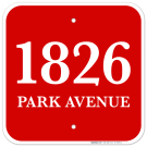 Address Sign, Two Lines Red Blackground, Custom Personalized House Numbers For Outside Address Sign, Two Lines Red Blackground, Custom Personalized House Numbers For Outside