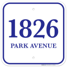 Address Sign, Two Lines Blue Border, Custom Personalized House Numbers For Outside, (SC-9366) Address Sign, Two Lines Blue Border, Custom Personalized House Numbers For Outside, (SC-9366)