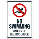 No Swimming Danger Of Electric Shock Sign, (SI-74398) No Swimming Danger Of Electric Shock Sign, (SI-74398)