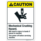 Mechanical Crushing Hazard Sign, Mechanical Crushing Hazard Sign,