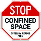 Confined Space Enter By Permit Only Sign, Confined Space Enter By Permit Only Sign,