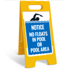 Notice No Floats In Pool Or Pool Area Folding Floor Sign, Notice No Floats In Pool Or Pool Area Folding Floor Sign,