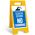 Class In Session No Swimming Folding Floor Sign, Class In Session No Swimming Folding Floor Sign,