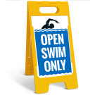 Open Swim Only Folding Floor Sign, Open Swim Only Folding Floor Sign,
