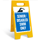 Senior Disabled Swim Only Folding Floor Sign, Senior Disabled Swim Only Folding Floor Sign,