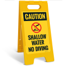 Caution Shallow Water No Diving With Head Injury No Diving Folding Floor Sign, Caution Shallow Water No Diving With Head Injury No Diving Folding Floor Sign,
