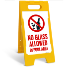 No Glass Allowed In Pool Area Folding Floor Sign, No Glass Allowed In Pool Area Folding Floor Sign,