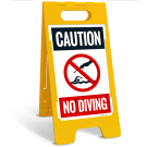 Caution No Diving Folding Floor Sign, Caution No Diving Folding Floor Sign,