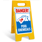 Danger Pool Chemicals Folding Floor Sign, Danger Pool Chemicals Folding Floor Sign,