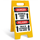 Danger Overhead Power Lines Sidewalk Sign Kit,