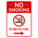 No Smoking Beyond This Point With Right Arrow Sign, No Smoking Beyond This Point With Right Arrow Sign,