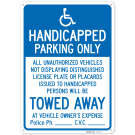 Handicapped Parking Only All Unauthorized Vehicles Will Be Towed Away At Owner Sign, Handicapped Parking Only All Unauthorized Vehicles Will Be Towed Away At Owner Sign,