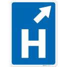 H Hospital Entrace With Right Up Arrow Sign, H Hospital Entrace With Right Up Arrow Sign,