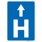 H Hospital Entrace With Up Arrow Sign, H Hospital Entrace With Up Arrow Sign,