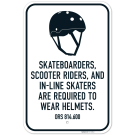 Skateboarders Scooter Riders And Inline Skaters Are Required To Wear Helmets Sign, Skateboarders Scooter Riders And Inline Skaters Are Required To Wear Helmets Sign,