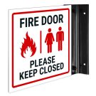 Fire Door Please Keep Closed Projecting Sign, Double Sided, Fire Door Please Keep Closed Projecting Sign, Double Sided,
