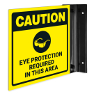 Caution Eye Protection Required in this Area Projecting Sign, Double Sided, Caution Eye Protection Required in this Area Projecting Sign, Double Sided,