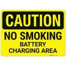 Caution No Smoking Battery Charging Area Sign, Caution No Smoking Battery Charging Area Sign,