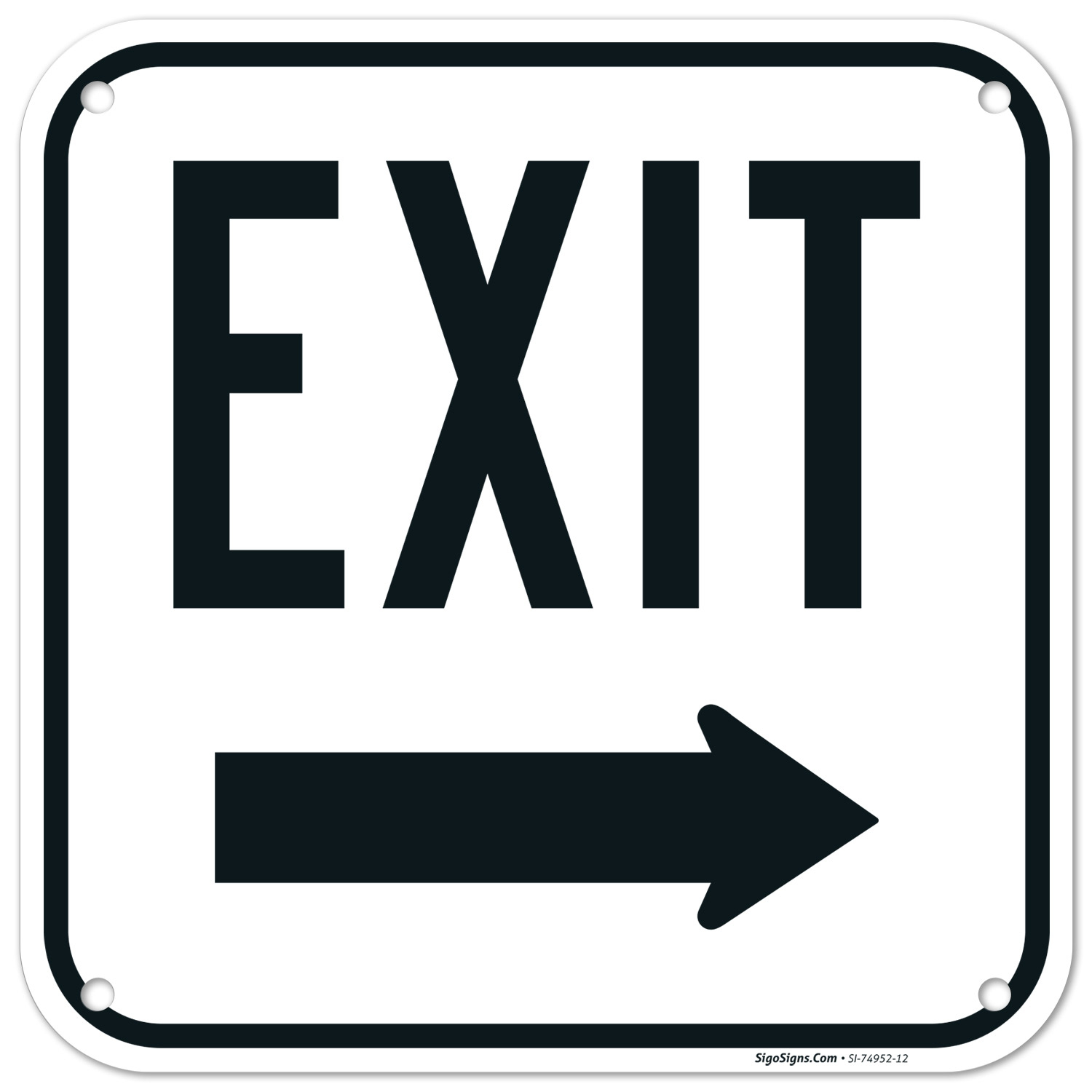 Exit Sign With Right Arrow Sign,