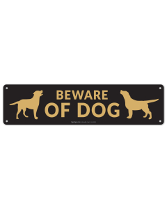 Beware Of Dog Gold And Black Sign