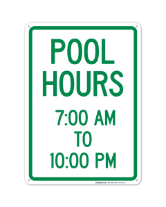 Pool Hours 7:00Am To 10:00Pm Sign