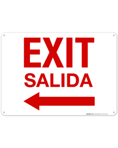Exit Left Arrow Bilingual Sign