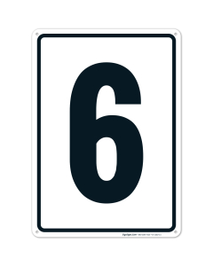 Parking Lot Number Sign With Number 6 (Six) Sign