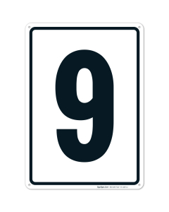 Parking Lot Number Sign With Number 9 (Nine) Sign