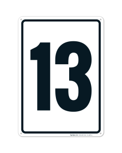 Parking Lot Number Sign With Number 13 (Thirteen) Sign