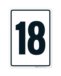 Parking Lot Number Sign With Number 18 (Eighteen) Sign