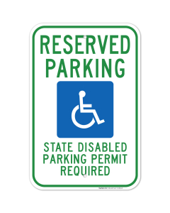 Washington Handicap Parking Sign, Reserved Parking State Disabled Parking Permit Required Sign