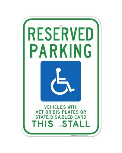 Wisconsin Handicap Parking Sign, Vet Dis Plates or State Disabled Card