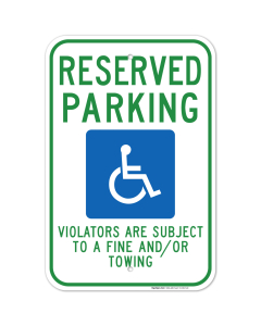New Mexico Handicap Parking Sign, Handicap Reserved Parking Subject To A Fine And/Or Towing Sign