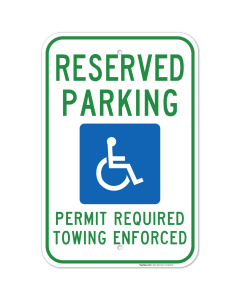 Arkansas Handicap Parking Sign, Reserved Parking Permit Required Towing Enforced Sign