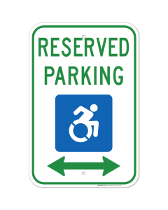 New York Handicap Parking Sign, Reserved Parking Access Symbol And Bidirectional Arrow Sign