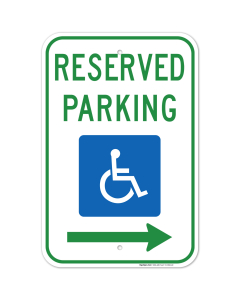 Federal Handicap Parking Sign, Reserved Parking Handicapped Symbol With Right Arrow Sign