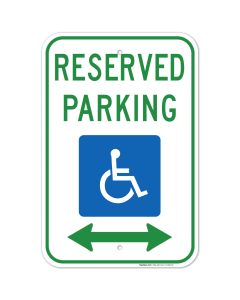 Federal Handicap Parking Sign, Reserved Parking Handicapped Symbol With Both Side Arrow Sign