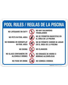Pool Rules Sign Bilingual, Spanish English