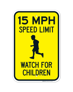 15 MPH Speed Limit Watch For Children Sign, Traffic Sign